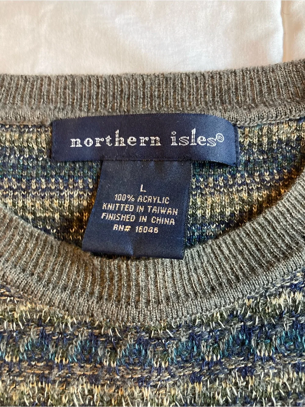 Brown & Blue Striped Crewneck Sweater - size Large